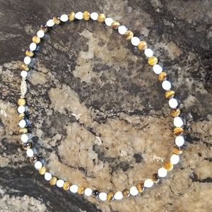 Pearl and Tiger's eye 14kt necklace